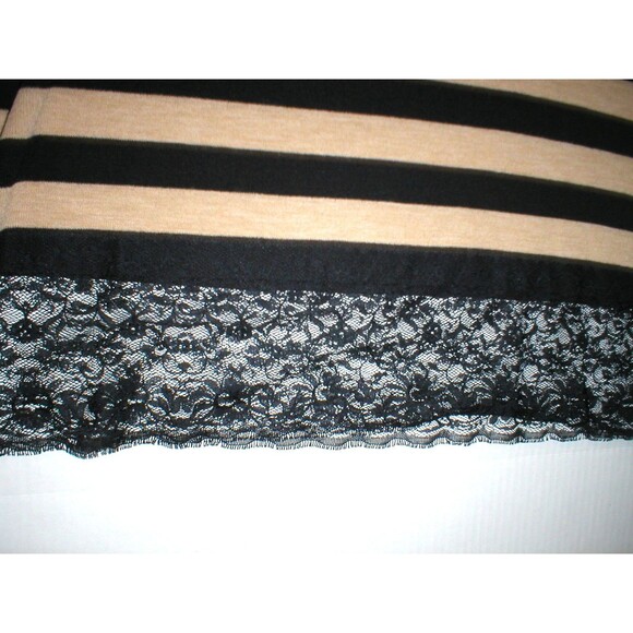 New NWT Womens Max Mara Marina Rinaldi Sweater L Black Tan Lace Italy Wool Strip - Picture 5 of 9